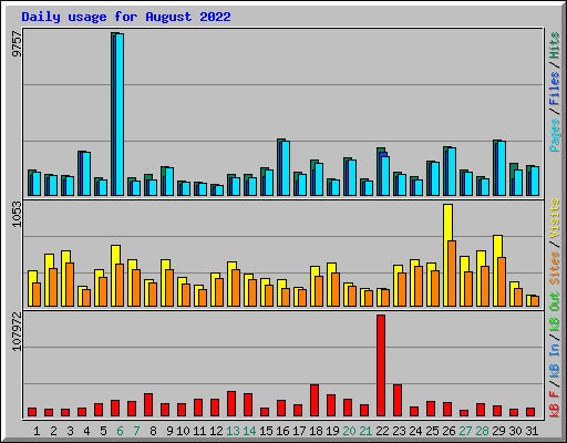 Daily usage for August 2022